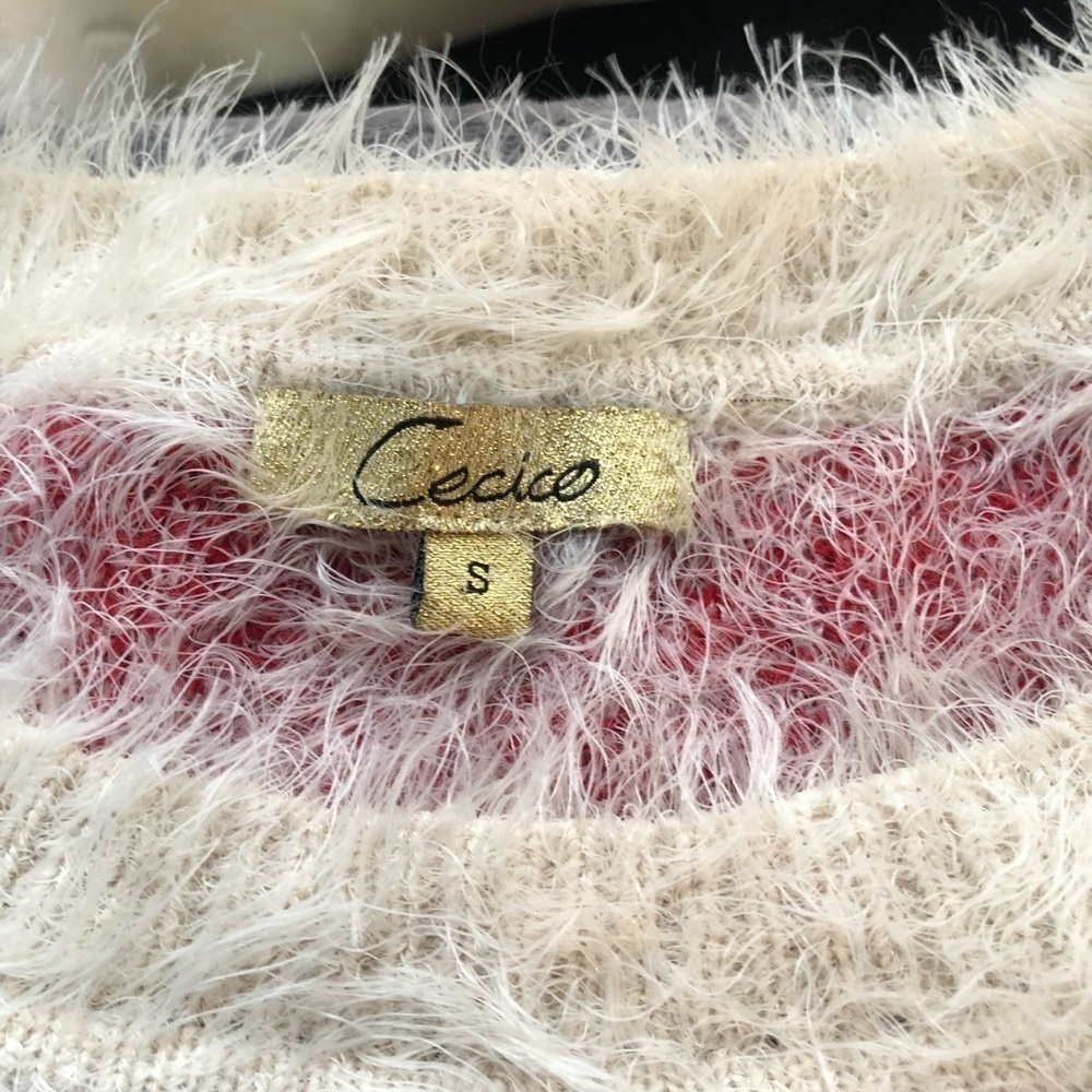 𝅺CECICO Aztec boho shaggy soft Long‎ sleeve sweater size small oversize #w1022 - Picture 4 of 10